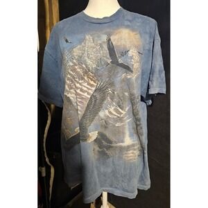 Delta Pro Weight Eagle Graphic T-Shirt Nature Mountain Scene Blue L